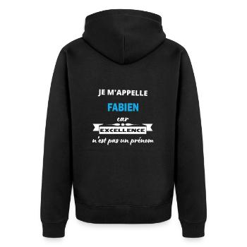 Je m'appelle excellence Fabien - Veste à capuche bio Premium Unisexe - noir - Dos - Nico (187cm)
