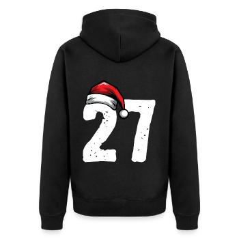 27 Zahl Weihnachten - Unisex Premium Bio Zip Hoodie - Schwarz - Hinten - Nico (187cm)