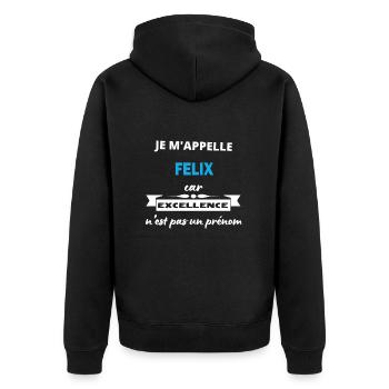 Je m'appelle excellence Felix - Veste à capuche bio Premium Unisexe - noir - Dos - Nico (187cm)