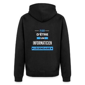 Fier d'être un légendaire INFORMATICIEN HUMOUR - Veste à capuche bio Premium Unisexe - noir - Dos - Nico (187cm)