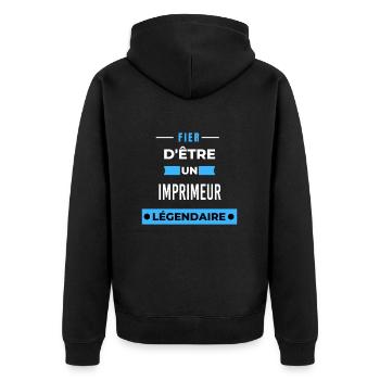 Fier d'être un légendaire IMPRIMEUR HUMOUR - Veste à capuche bio Premium Unisexe - noir - Dos - Nico (187cm)