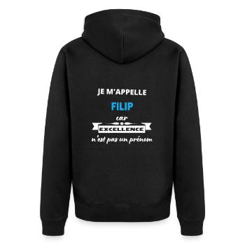 Je m'appelle excellence Filip - Veste à capuche bio Premium Unisexe - noir - Dos - Nico (187cm)