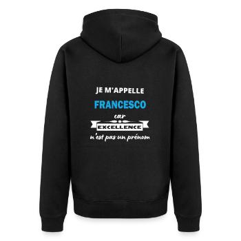 Je m'appelle excellence Francesco - Veste à capuche bio Premium Unisexe - noir - Dos - Nico (187cm)