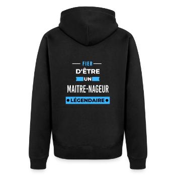 Fier d'être un légendaire MAITRE-NAGEUR HUMOUR - Veste à capuche bio Premium Unisexe - noir - Dos - Nico (187cm)