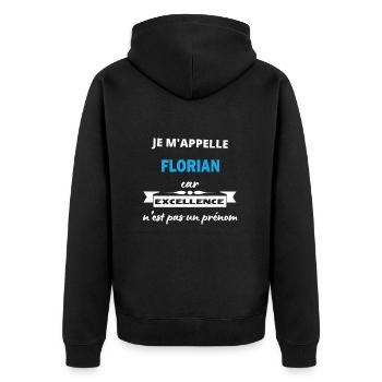 Je m'appelle excellence Florian - Veste à capuche bio Premium Unisexe - noir - Dos - Nico (187cm)