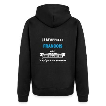 Je m'appelle excellence Francois - Veste à capuche bio Premium Unisexe - noir - Dos - Nico (187cm)