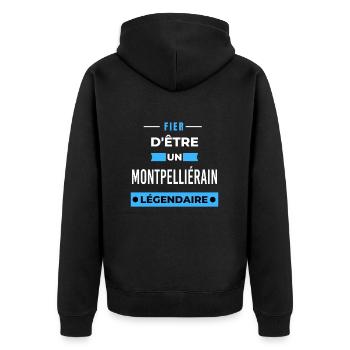 Fier d'être un légendaire MONTPELLIÉRAIN HUMOUR - Veste à capuche bio Premium Unisexe - noir - Dos - Nico (187cm)