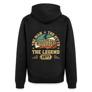 December 1977 Birthday December 1977 Gift - Unisex Premium Organic Zip Hoodie - black - Back - Nico (187cm)