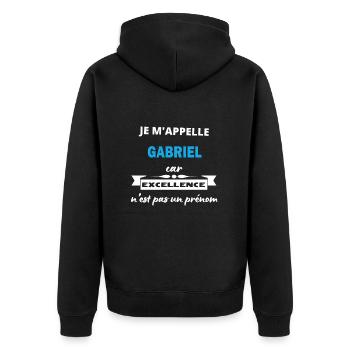 Je m'appelle excellence Gabriel - Veste à capuche bio Premium Unisexe - noir - Dos - Nico (187cm)