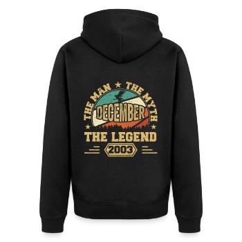 December 2003 Birthday December 2003 Gift - Unisex Premium Organic Zip Hoodie - black - Back - Nico (187cm)