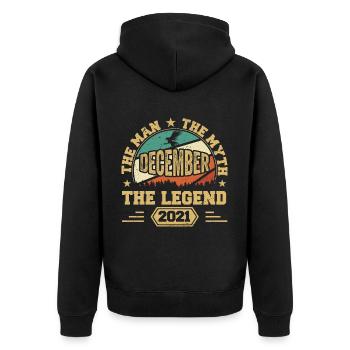 Dezember 2021 Geburtstag Dezember 2021 Geschenk - Unisex Premium Bio Zip Hoodie - Schwarz - Hinten - Nico (187cm)