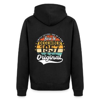 Original décembre 1957 Vintage anniversaire 1957 - Veste à capuche bio Premium Unisexe - noir - Dos - Nico (187cm)