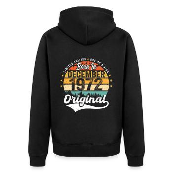 Original December 1972 Vintage Birthday 1972 - Unisex Premium Organic Zip Hoodie - black - Back - Nico (187cm)