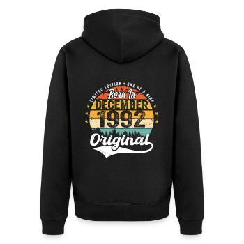 Original December 1992 Vintage Birthday 1992 - Unisex Premium Organic Zip Hoodie - black - Back - Nico (187cm)
