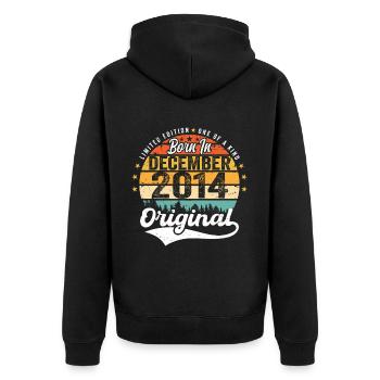 Original December 2014 Vintage Birthday 2014 - Unisex Premium Organic Zip Hoodie - black - Back - Nico (187cm)