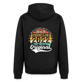 Original Décembre 2022 Millésime Anniversaire 2022 - Veste à capuche bio Premium Unisexe - noir - Dos - Nico (187cm)
