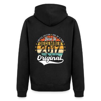 Original December 2017 Vintage Birthday 2017 - Unisex Premium Organic Zip Hoodie - black - Back - Nico (187cm)