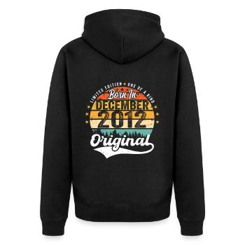 Original December 2012 Vintage Birthday 2012 - Unisex Premium Organic Zip Hoodie - black - Back - Nico (187cm)