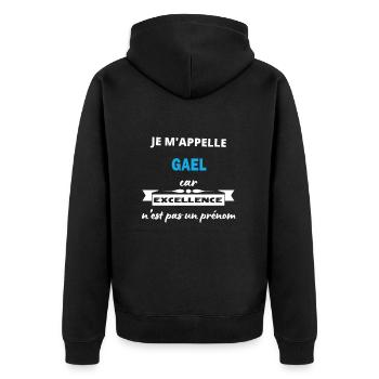Je m'appelle excellence Gael - Veste à capuche bio Premium Unisexe - noir - Dos - Nico (187cm)