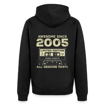 2005 Geburtstag geboren im Jahr 2005 Vintage Retro - Unisex Premium Bio Zip Hoodie - Schwarz - Hinten - Nico (187cm)