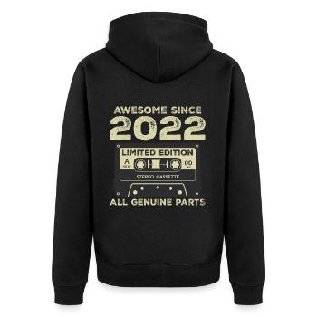 2022 Geburtstag geboren im Jahr 2022 Vintage Retro - Unisex Premium Bio Zip Hoodie - Schwarz - Hinten - Nico (187cm)