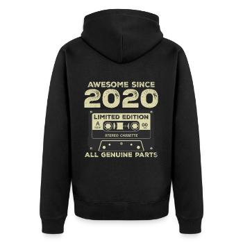 2020 Geburtstag geboren im Jahr 2020 Vintage Retro - Unisex Premium Bio Zip Hoodie - Schwarz - Hinten - Nico (187cm)