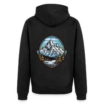 Mountains Symbol Coat of Arms Winter - Unisex Premium Organic Zip Hoodie - black - Back - Nico (187cm)