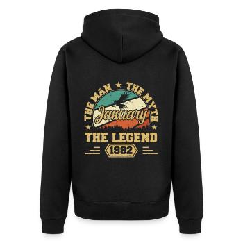 Les Legends sont nés en janvier 1982 - Veste à capuche bio Premium Unisexe - noir - Dos - Nico (187cm)