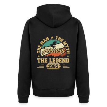 Die Legenden wurden im Januar 1965 geboren - Unisex Premium Bio Zip Hoodie - Schwarz - Hinten - Nico (187cm)