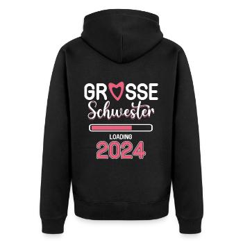 Grande soeur 2024 - Veste à capuche bio Premium Unisexe - noir - Dos - Nico (187cm)