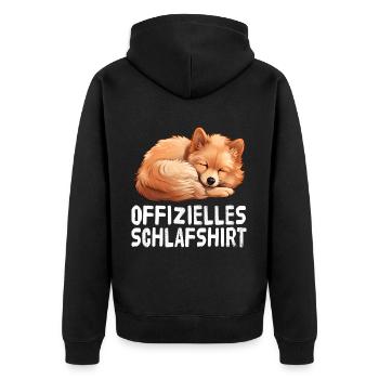 Official Sleep Shirt Pomeranian - Unisex Premium Organic Zip Hoodie - black - Back - Nico (187cm)