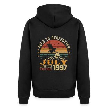 Vintage July 1997 Anniversary July 1997 - Unisex Premium Organic Zip Hoodie - black - Back - Nico (187cm)
