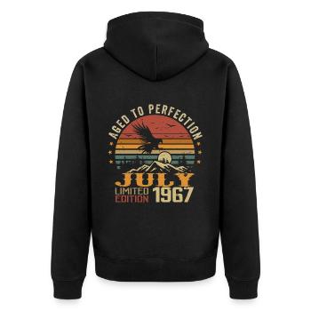 Millésime Juillet 1967 Anniversaire Juillet 1967 - Veste à capuche bio Premium Unisexe - noir - Dos - Nico (187cm)