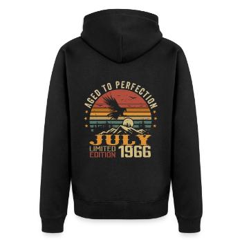 Millésime Juillet 1966 Anniversaire Juillet 1966 - Veste à capuche bio Premium Unisexe - noir - Dos - Nico (187cm)
