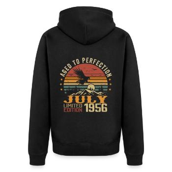 Millésime Juillet 1956 Anniversaire Juillet 1956 - Veste à capuche bio Premium Unisexe - noir - Dos - Nico (187cm)
