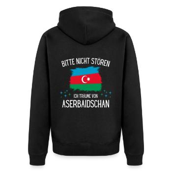Bitte Nicht Stören Ich Träume Von Aserbaidschan - Unisex Premium Bio Zip Hoodie - Schwarz - Hinten - Nico (187cm)