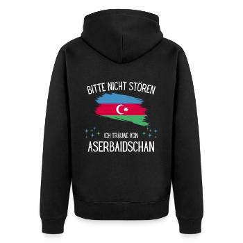 Bitte Nicht Stören Ich Träume Von Aserbaidschan - Unisex Premium Bio Zip Hoodie - Schwarz - Hinten - Nico (187cm)