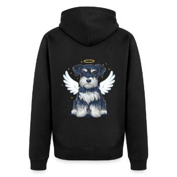 Niedlicher Zwergschnauzer mit Sonnenblumen - Unisex Premium Bio Zip Hoodie - Schwarz - Hinten - Nico (187cm)