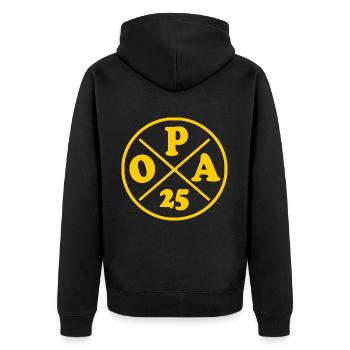 Opa 2025 - Unisex Premium Bio Zip Hoodie - Schwarz - Hinten - Nico (187cm)