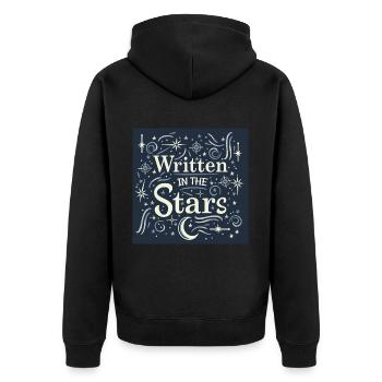 In den Sternen geschrieben - Unisex Premium Bio Zip Hoodie - Schwarz - Hinten - Nico (187cm)