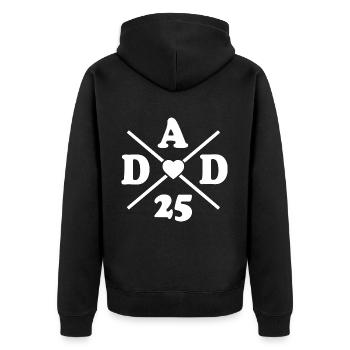 Dad 2025 - Unisex Premium Bio Zip Hoodie - Schwarz - Hinten - Nico (187cm)