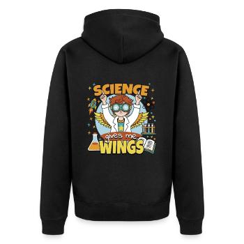 Science gives me wings - Unisex Premium Organic Zip Hoodie - black - Back - Nico (187cm)