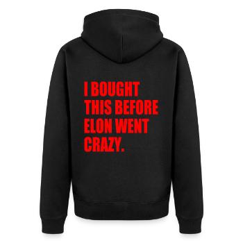 i bought this before elon went crazy - Unisex Premium Bio Zip Hoodie - Schwarz - Hinten - Nico (187cm)