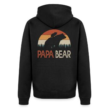 Papa Bären Geschenk Humor Papa Vater Vatertag - Unisex Premium Bio Zip Hoodie - Schwarz - Hinten - Nico (187cm)