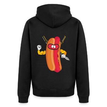 Hot Dog Ninja Karate Warrior Japan Geschenk - Unisex Premium Bio Zip Hoodie - Schwarz - Hinten - Nico (187cm)