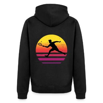 Pickleball Pickleballspielen Racquetballspielen - Unisex Premium Bio Zip Hoodie - Schwarz - Hinten - Nico (187cm)