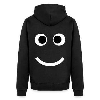 Kindergesicht Fratze Lustig T-Shirt Monster - Unisex Premium Bio Zip Hoodie - Schwarz - Hinten - Nico (187cm)