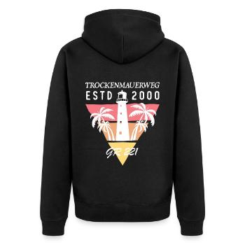 Mallorca Trockenmauerweg GR 221 wandern Geschenk - Unisex Premium Bio Zip Hoodie - Schwarz - Hinten - Nico (187cm)