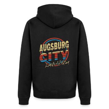 Augsburg Allemagne City Font Style des années 80 - Veste à capuche bio Premium Unisexe - noir - Dos - Nico (187cm)