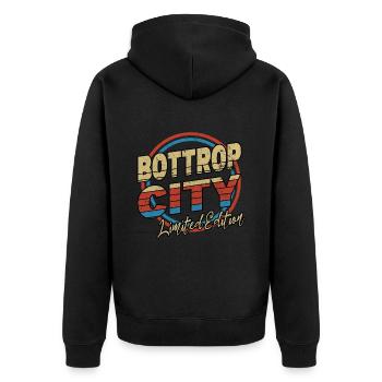 Bottrop Germany City Font 80s Style - Unisex Premium Organic Zip Hoodie - black - Back - Nico (187cm)